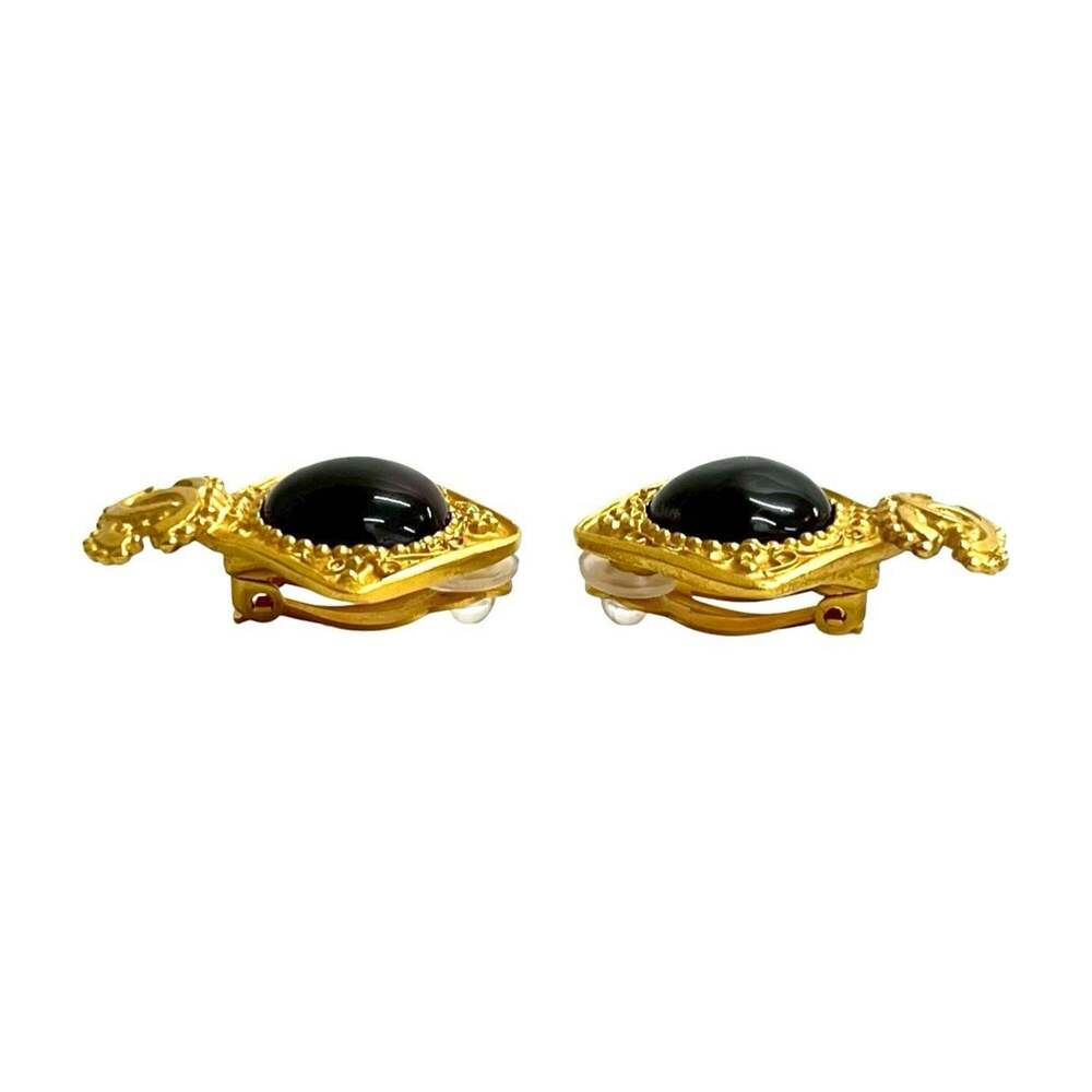 CHANEL Authentic Brown Logo Earrings - Picture 4 of 7